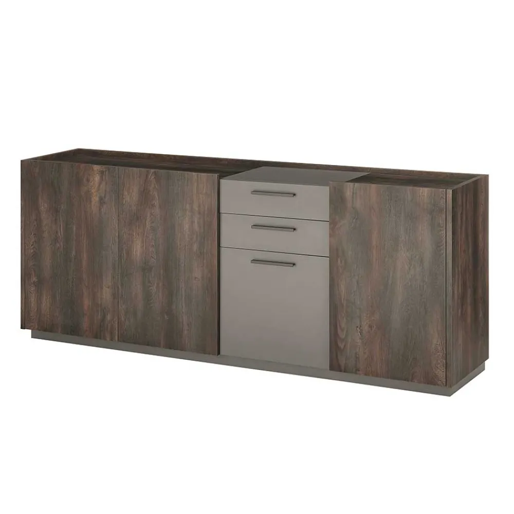 Wohnen Großes Sideboard in Eiche Dunkel und Anthrazit - Mundo