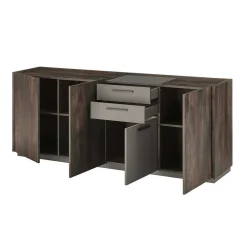 Wohnen Großes Sideboard in Eiche Dunkel und Anthrazit - Mundo