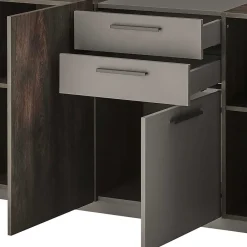 Wohnen Großes Sideboard in Eiche Dunkel und Anthrazit - Mundo