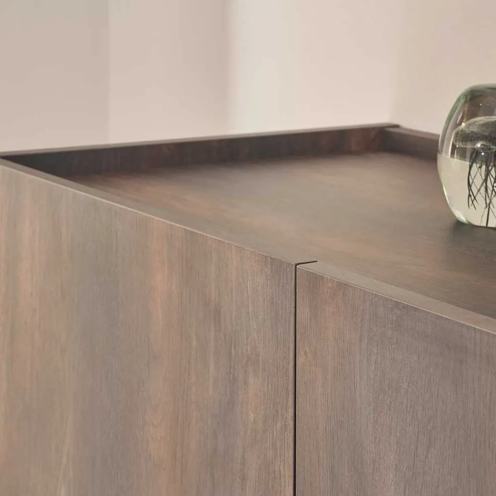 Wohnen Großes Sideboard in Eiche Dunkel und Anthrazit - Mundo