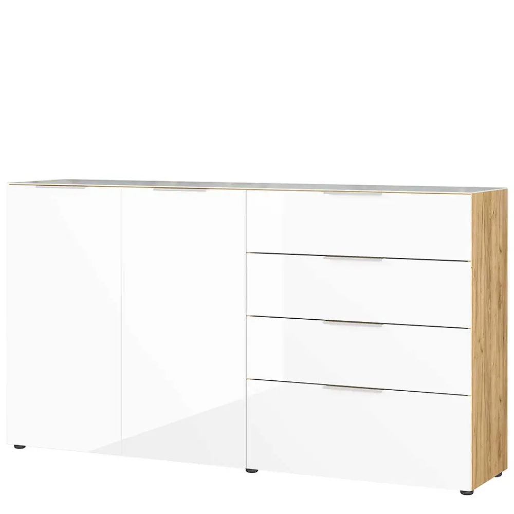 Wohnen Sideboards & Kommoden|Wohnzimmerschränke*Großes Sideboard in Wildeiche & Weiß - Riodna