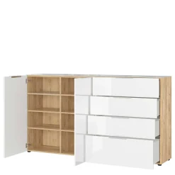 Wohnen Sideboards & Kommoden|Wohnzimmerschränke*Großes Sideboard in Wildeiche & Weiß - Riodna