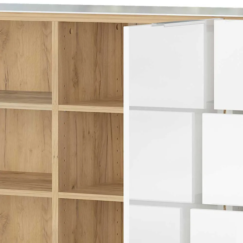 Wohnen Sideboards & Kommoden|Wohnzimmerschränke*Großes Sideboard in Wildeiche & Weiß - Riodna