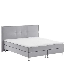 Wohnen Betten|Betten*H3 Boxspringbett in Hellgrau Stoff & Chrom - Tuwedia