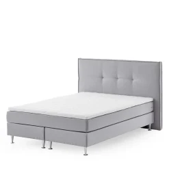 Wohnen Betten|Betten*H3 Boxspringbett in Hellgrau Stoff & Chrom - Tuwedia