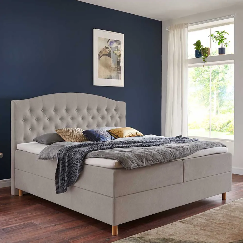 Wohnen Braune Möbel*H3 Komplettbett mit Bettkasten in Hellbraun - Furcia