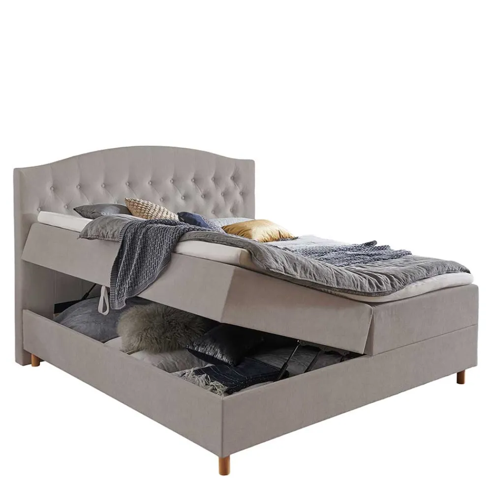 Wohnen Braune Möbel*H3 Komplettbett mit Bettkasten in Hellbraun - Furcia