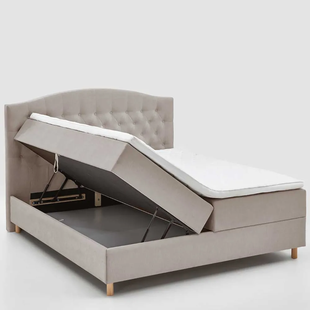 Wohnen Braune Möbel*H3 Komplettbett mit Bettkasten in Hellbraun - Furcia