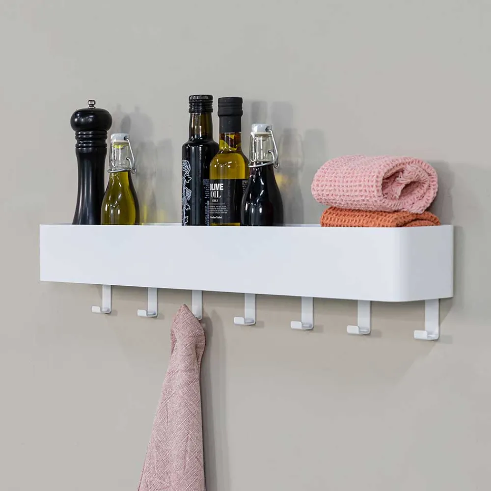 Wohnen Garderoben|Garderoben*Hakenleiste mit Ablage in Weiß - Kyonus