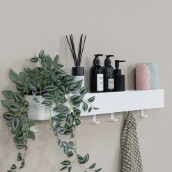 Wohnen Garderoben|Garderoben*Hakenleiste mit Ablage in Weiß - Kyonus