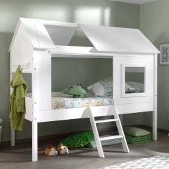 Wohnen Kindermöbel|Kinderbetten*Halbhohes Hausbett für Kinder in Weiß - Tabitana