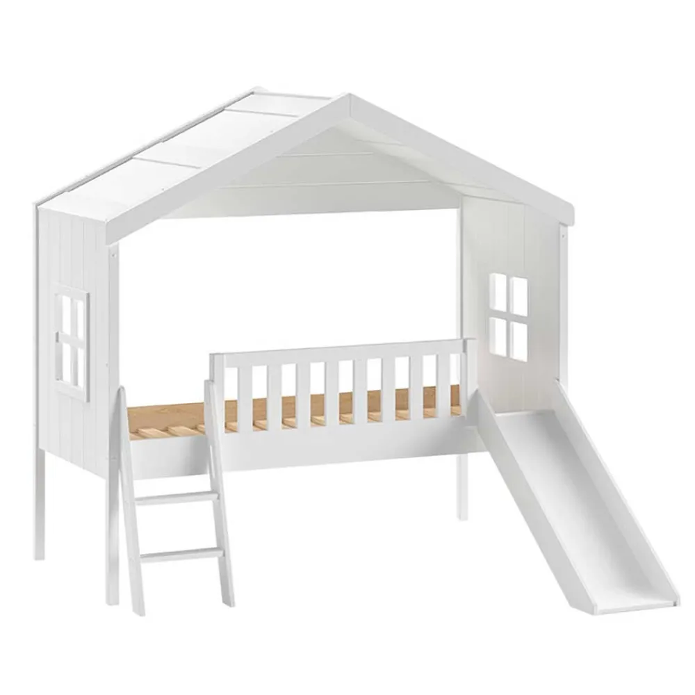 Wohnen Kinderbetten*Halbhohes Hausbett mit Rutsche & Leiter - Coreen