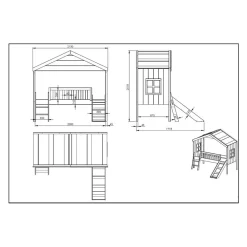 Wohnen Kinderbetten*Halbhohes Hausbett mit Rutsche & Leiter - Coreen