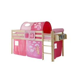 Wohnen Kindermöbel|Kinderbetten*Halbhohes Kinderbett Wonder mit Vorhang im Prinzessin Design