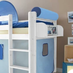 Wohnen Halbhohes Kinderbett Yasin in Weiß Blau