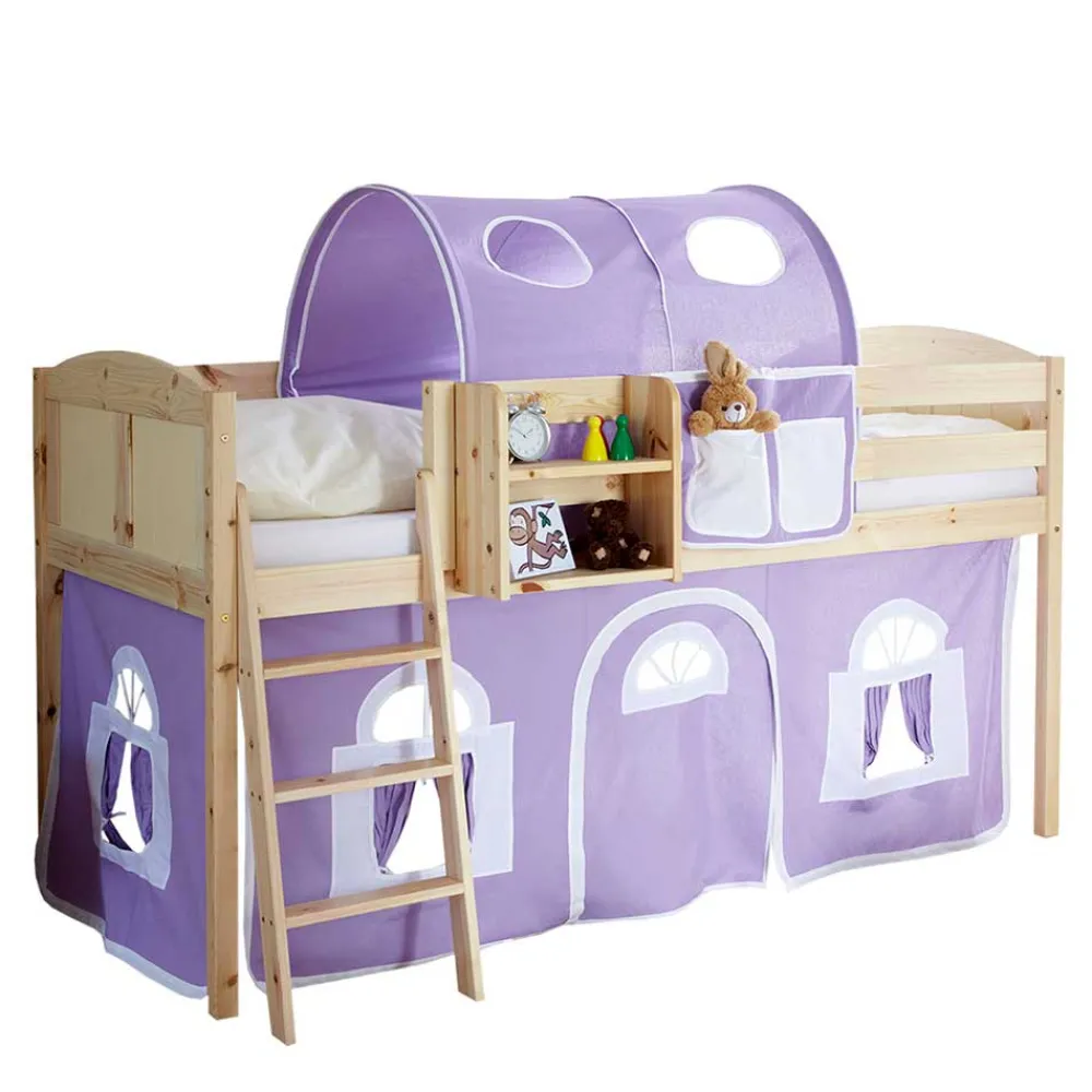 Wohnen Kindermöbel|Kinderbetten*Halbhohes Massivholzbett für Kinder aus Kiefer - Aront