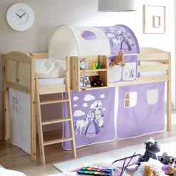 Kinder Wohnen Halbhohes Prinzessinbett in Lila - Omarai