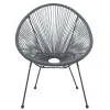 Wohnen Halbrunder Gartenstuhl aus Geflecht in Grau - Hero (2er Set)