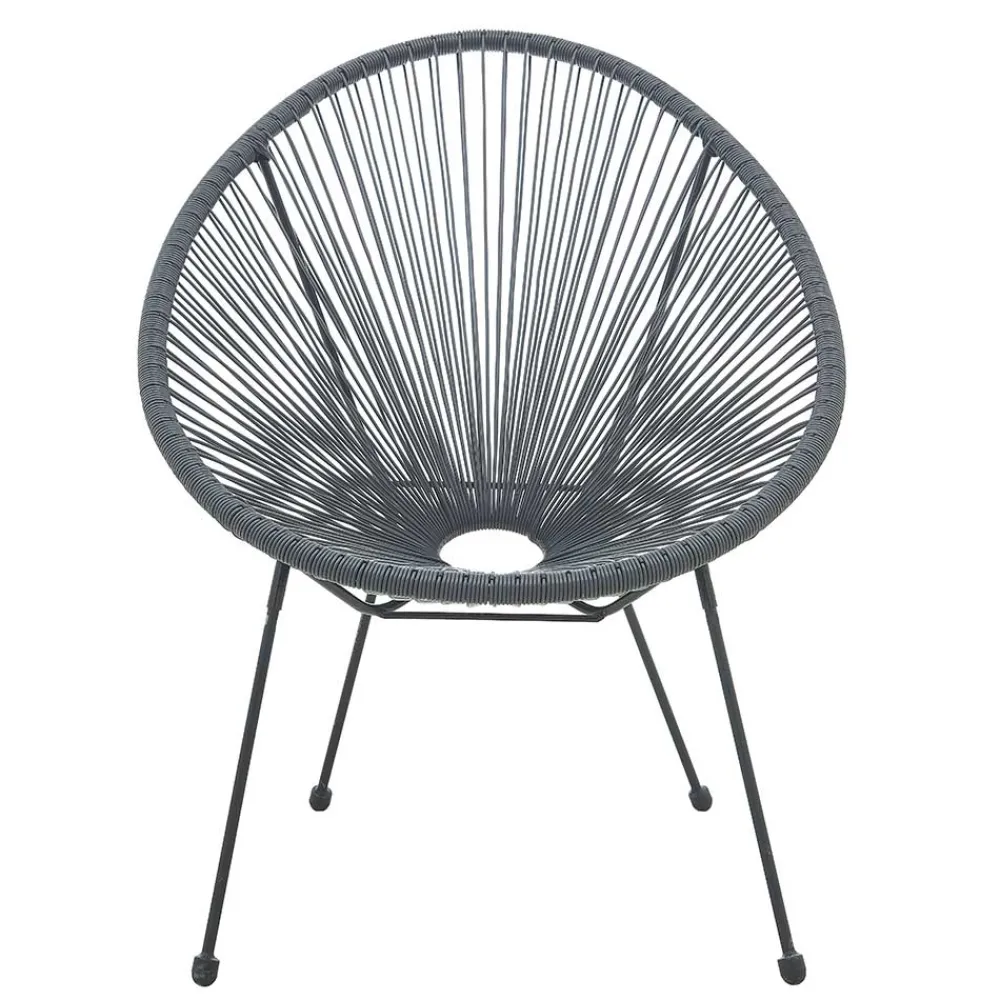 Wohnen Halbrunder Gartenstuhl aus Geflecht in Grau - Hero (2er Set)