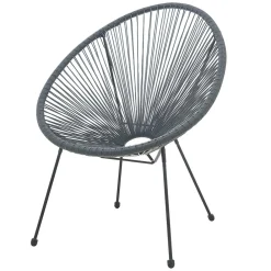 Wohnen Halbrunder Gartenstuhl aus Geflecht in Grau - Hero (2er Set)