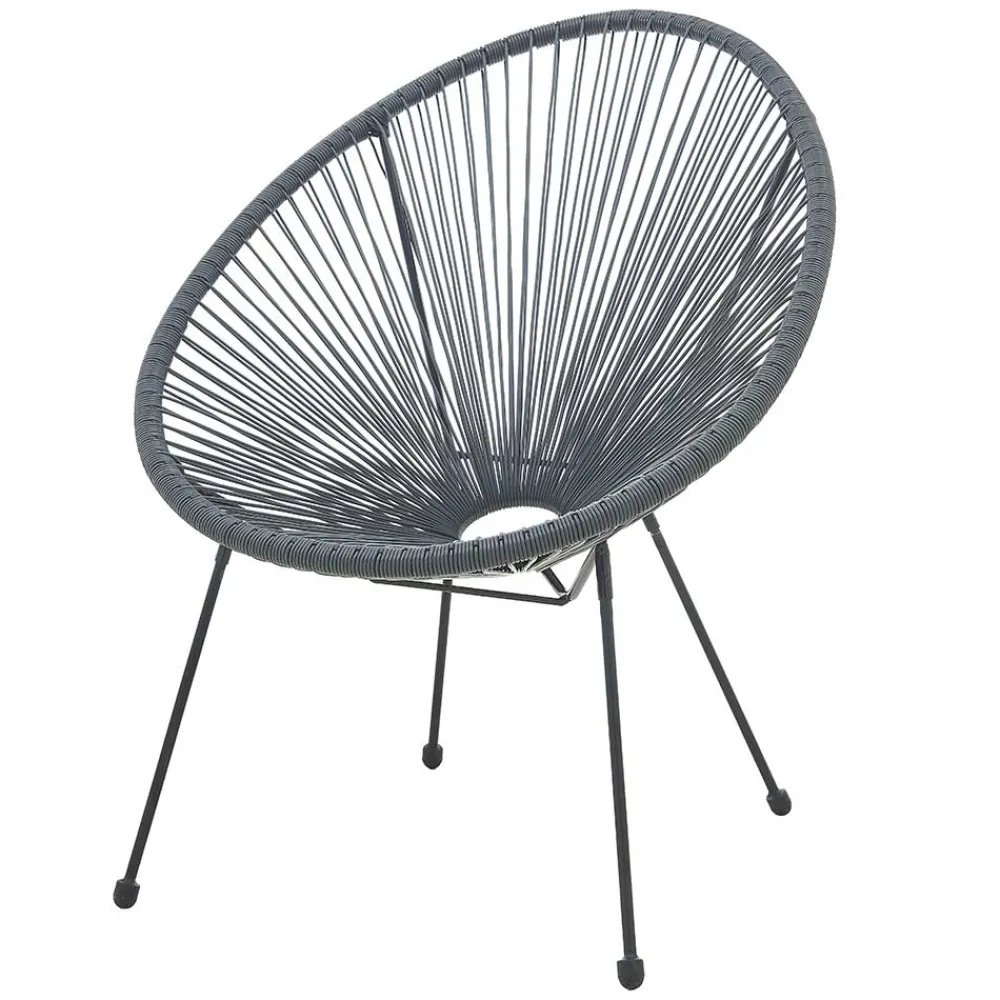 Wohnen Halbrunder Gartenstuhl aus Geflecht in Grau - Hero (2er Set)