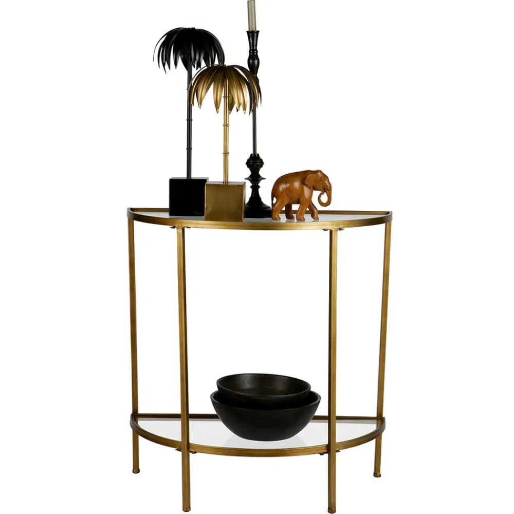 Wohnen Weiße Möbel|Glasmöbel*Halbrunder Konsolentisch mit Glasplatten - Gulcam