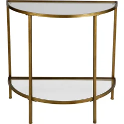 Wohnen Weiße Möbel|Glasmöbel*Halbrunder Konsolentisch mit Glasplatten - Gulcam