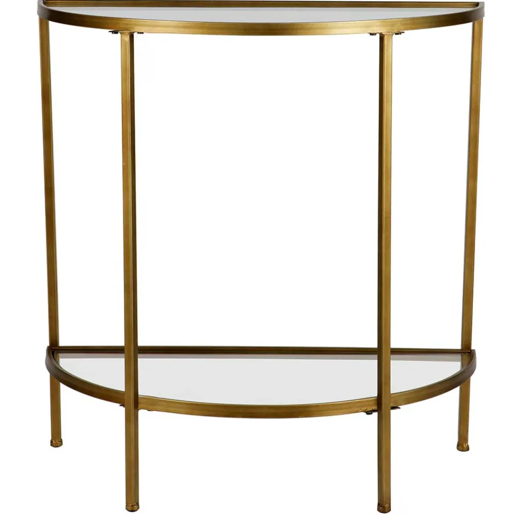 Wohnen Weiße Möbel|Glasmöbel*Halbrunder Konsolentisch mit Glasplatten - Gulcam