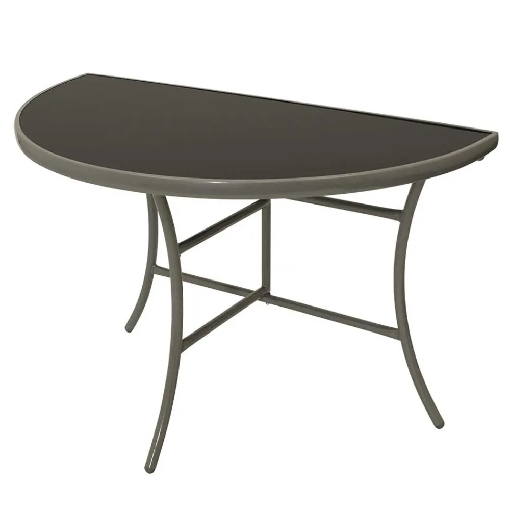 Wohnen Metall-Gartenmöbel*Halbrunder Wandtisch Yogahava in Silber Schwarz