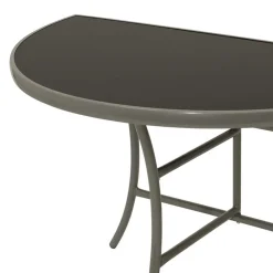 Wohnen Metall-Gartenmöbel*Halbrunder Wandtisch Yogahava in Silber Schwarz