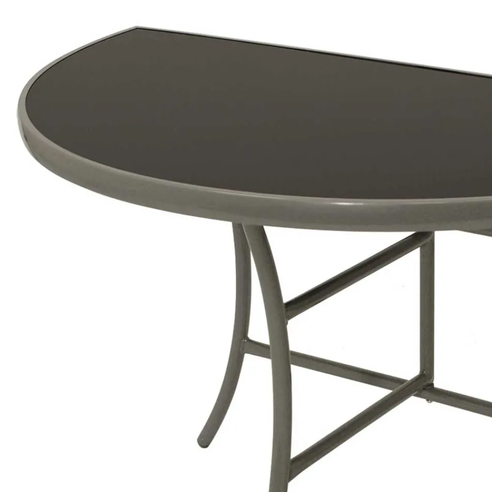 Wohnen Metall-Gartenmöbel*Halbrunder Wandtisch Yogahava in Silber Schwarz