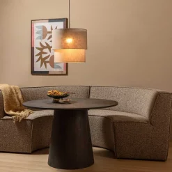 Wohnen Küchenbänke|Esszimmerbänke*Halbrundes Esstisch-Sofa in Dunkelbraun - Sentiagamo