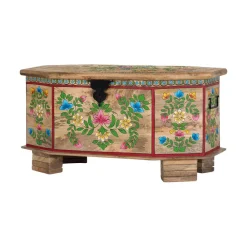Wohnen Boho Style Möbel|Holztruhen*Handbemalte Holztruhe mit Blumen Motiven - Hectos