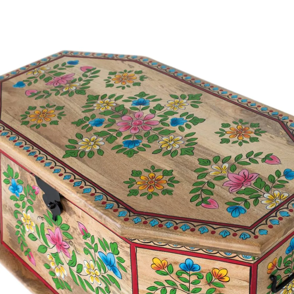 Wohnen Boho Style Möbel|Holztruhen*Handbemalte Holztruhe mit Blumen Motiven - Hectos