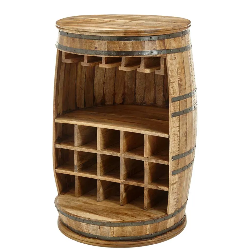 Wohnen Hausbar im Fass Design aus Mangobaum Holz - Croadiva