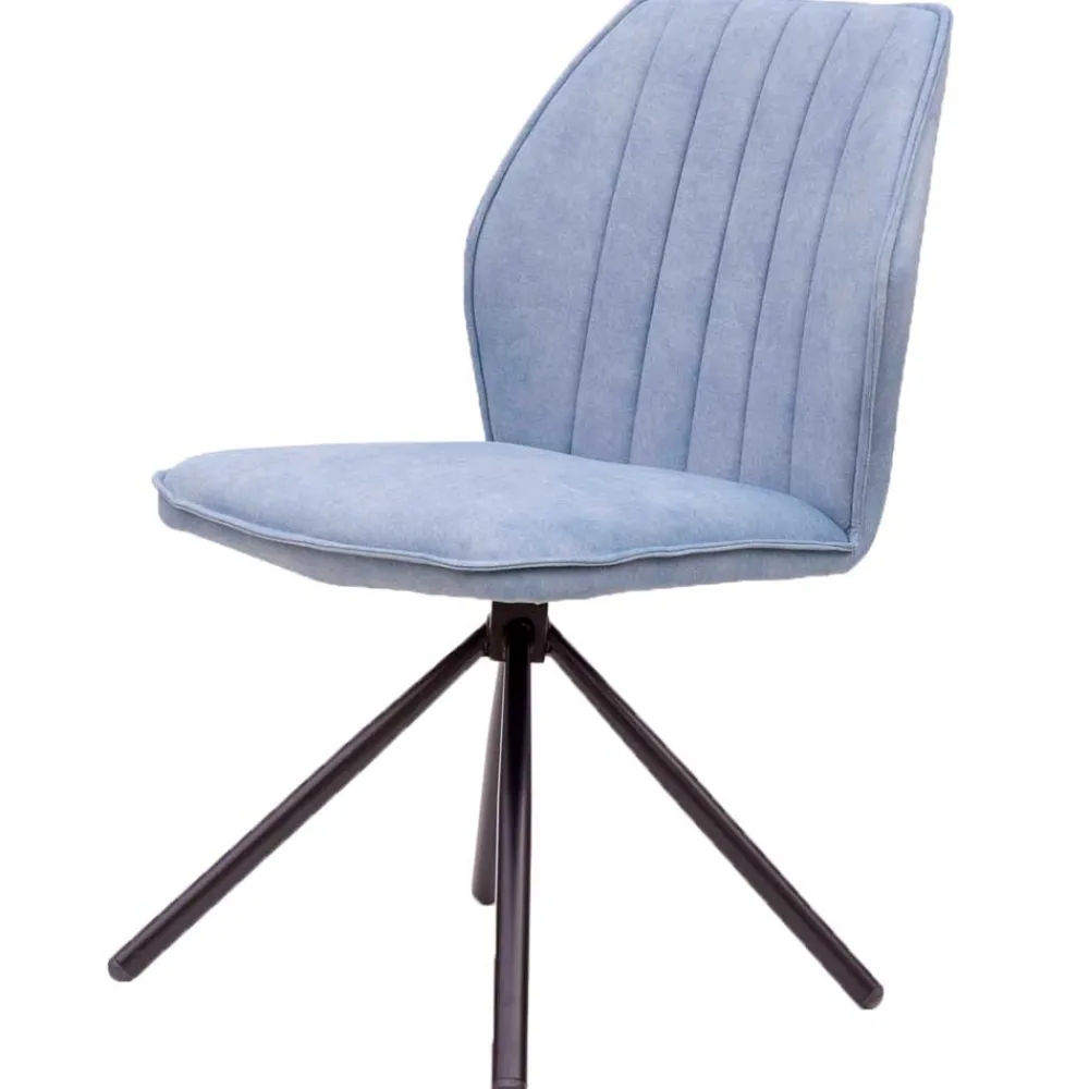 Wohnen Hellblauer Esstisch-Stuhl mit Metallgestell - Lescalier (2er Set)