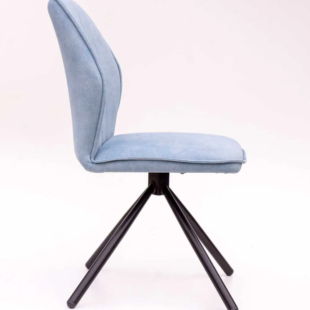 Wohnen Hellblauer Esstisch-Stuhl mit Metallgestell - Lescalier (2er Set)