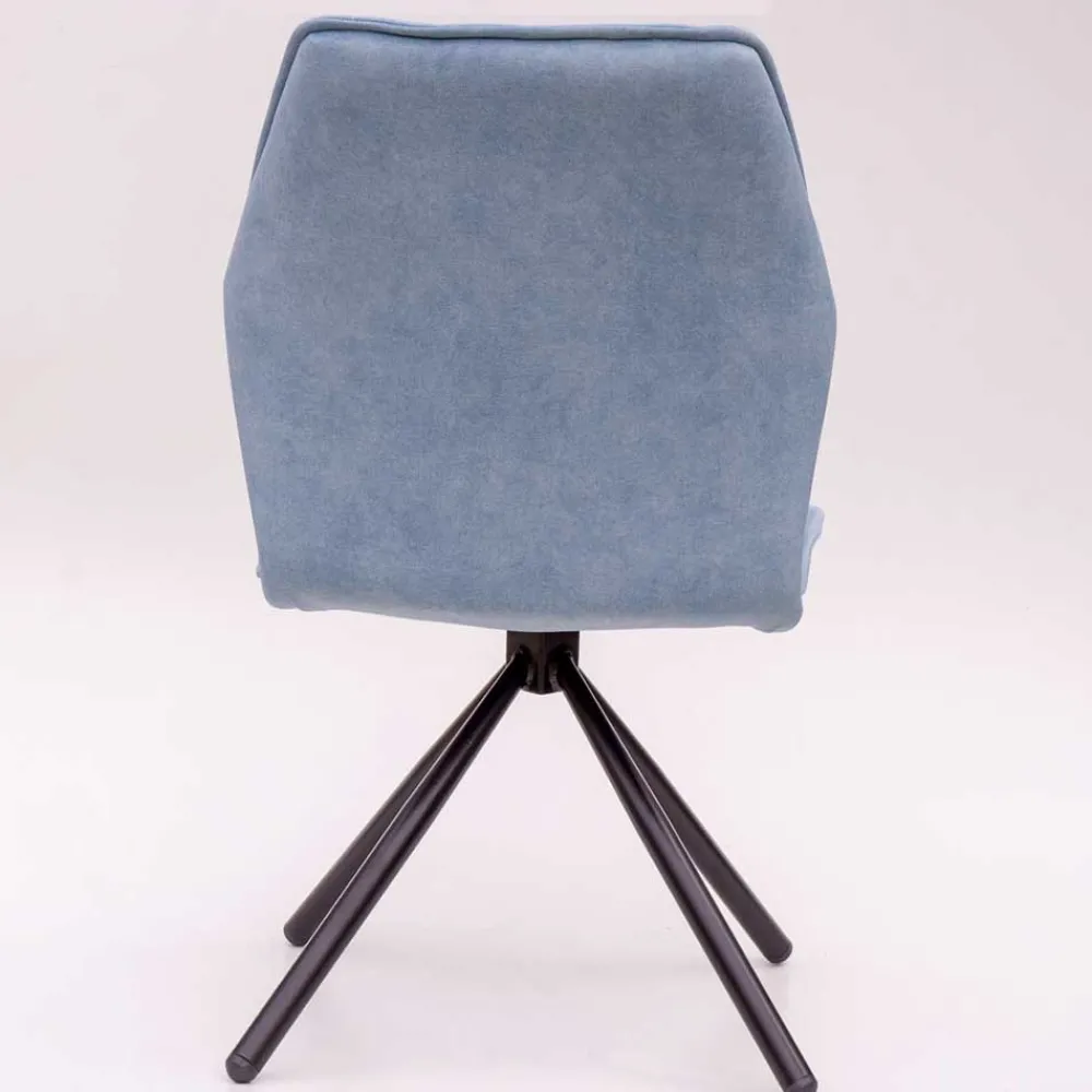 Wohnen Hellblauer Esstisch-Stuhl mit Metallgestell - Lescalier (2er Set)