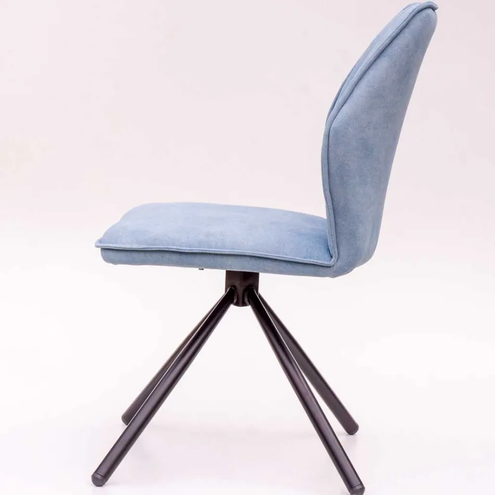 Wohnen Hellblauer Esstisch-Stuhl mit Metallgestell - Lescalier (2er Set)