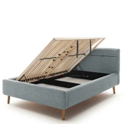 Wohnen Skandinavische Möbel|Jugendbetten*Hellblaues Polsterbett mit Bettkasten - Annelie