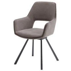 Wohnen Wohnzimmerstühle*Hellbraune Esszimmerstühle aus Microfaser - Loreo (2er Set)