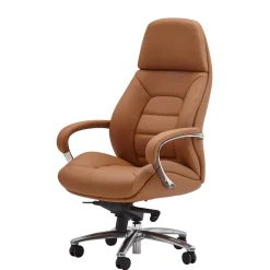 Wohnen Hellbrauner Bürosessel mit Leder - Nesoria
