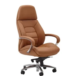 Wohnen Hellbrauner Bürosessel mit Leder - Nesoria