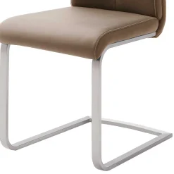 Wohnen Braune Möbel|Graue Möbel*Hellbrauner Freischwinger Stuhl Carihm mit Kunstleder (4er Set)