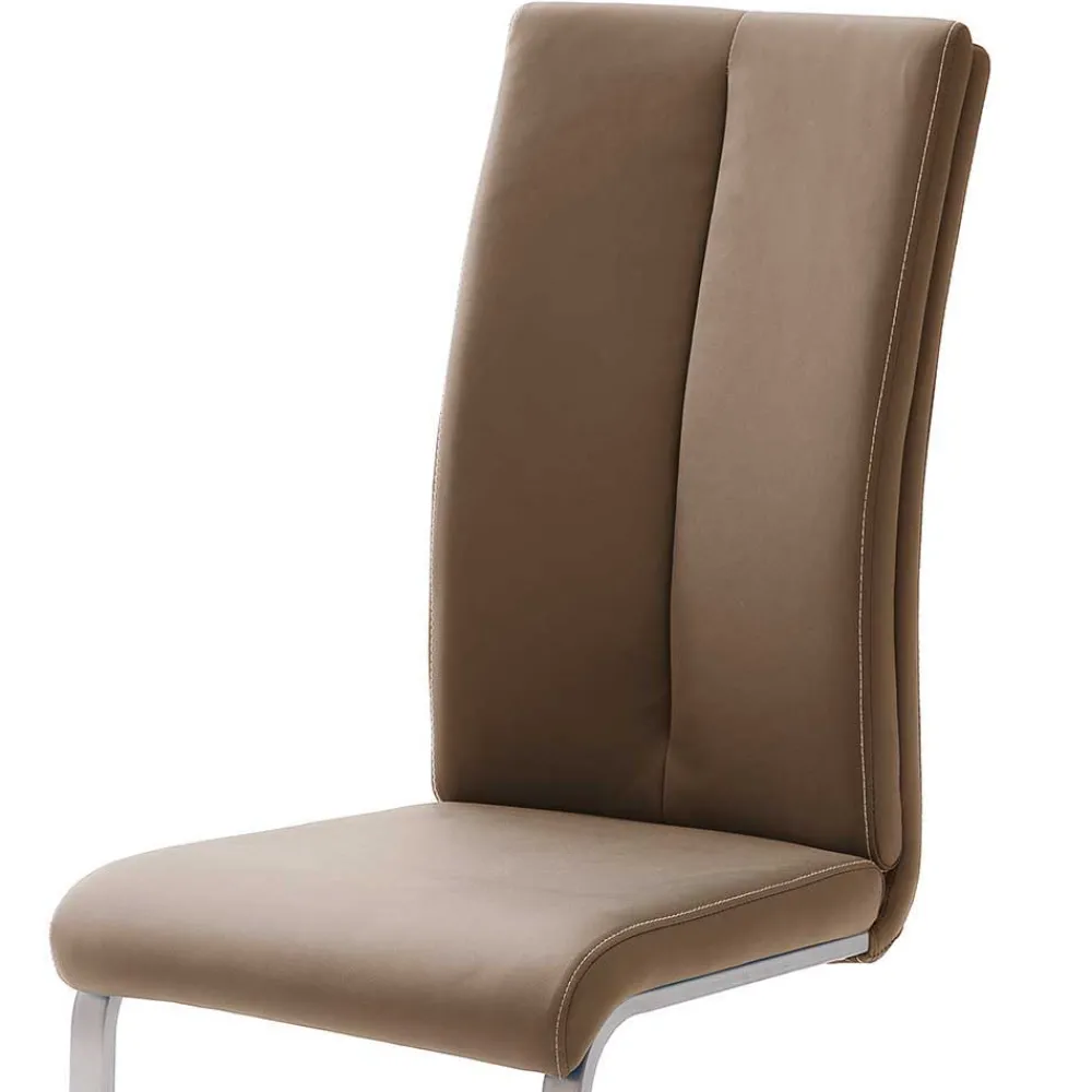 Wohnen Braune Möbel|Graue Möbel*Hellbrauner Freischwinger Stuhl Carihm mit Kunstleder (4er Set)