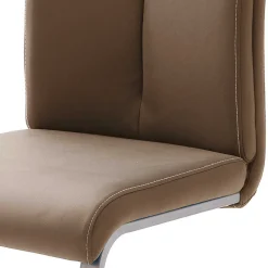 Wohnen Braune Möbel|Graue Möbel*Hellbrauner Freischwinger Stuhl Carihm mit Kunstleder (4er Set)