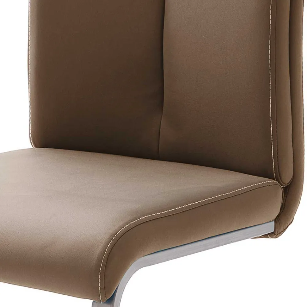 Wohnen Braune Möbel|Graue Möbel*Hellbrauner Freischwinger Stuhl Carihm mit Kunstleder (4er Set)