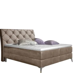 Wohnen Hellbraunes Boxbett mit Samtbezug - Gelvino