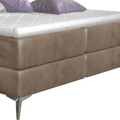 Wohnen Hellbraunes Boxbett mit Samtbezug - Gelvino