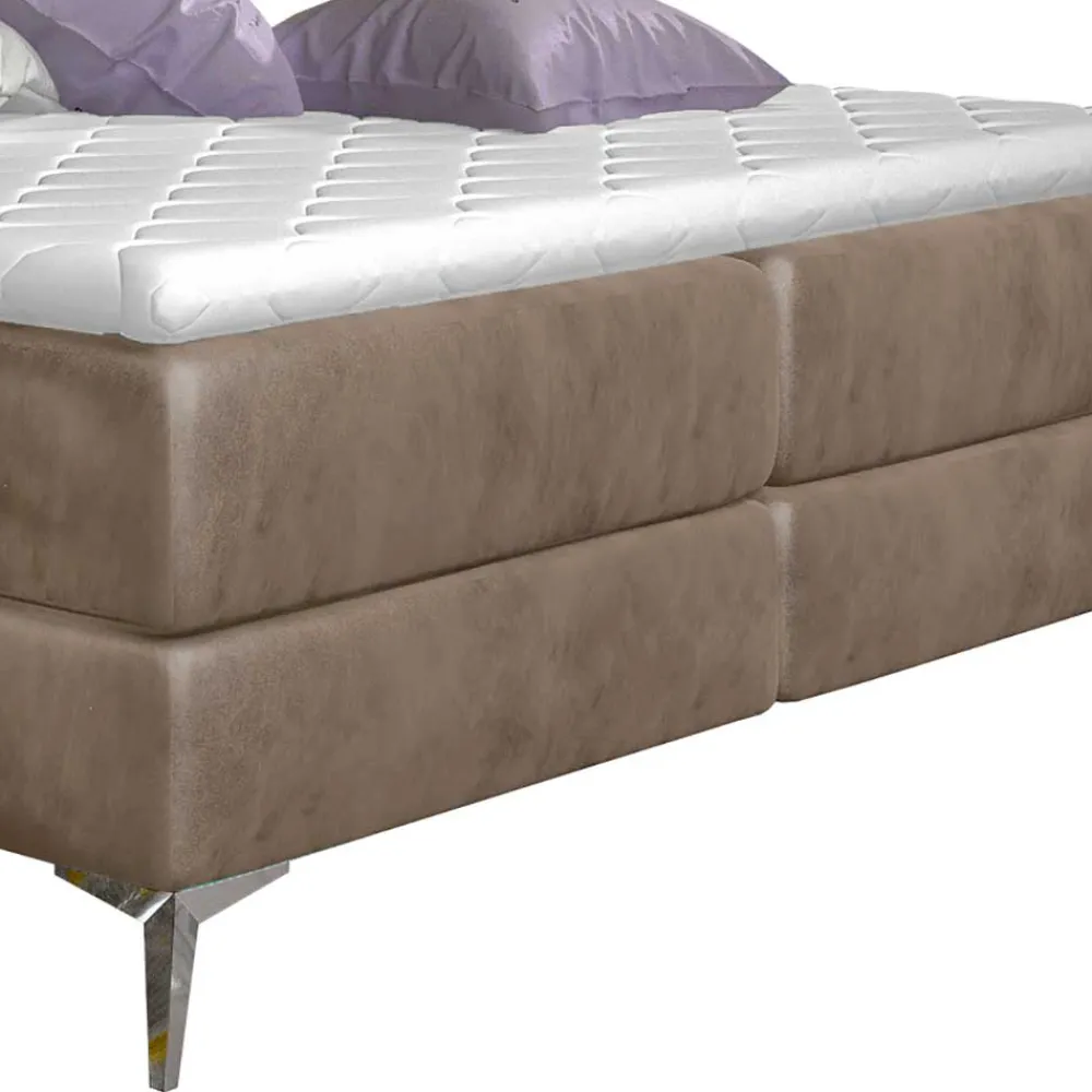 Wohnen Hellbraunes Boxbett mit Samtbezug - Gelvino